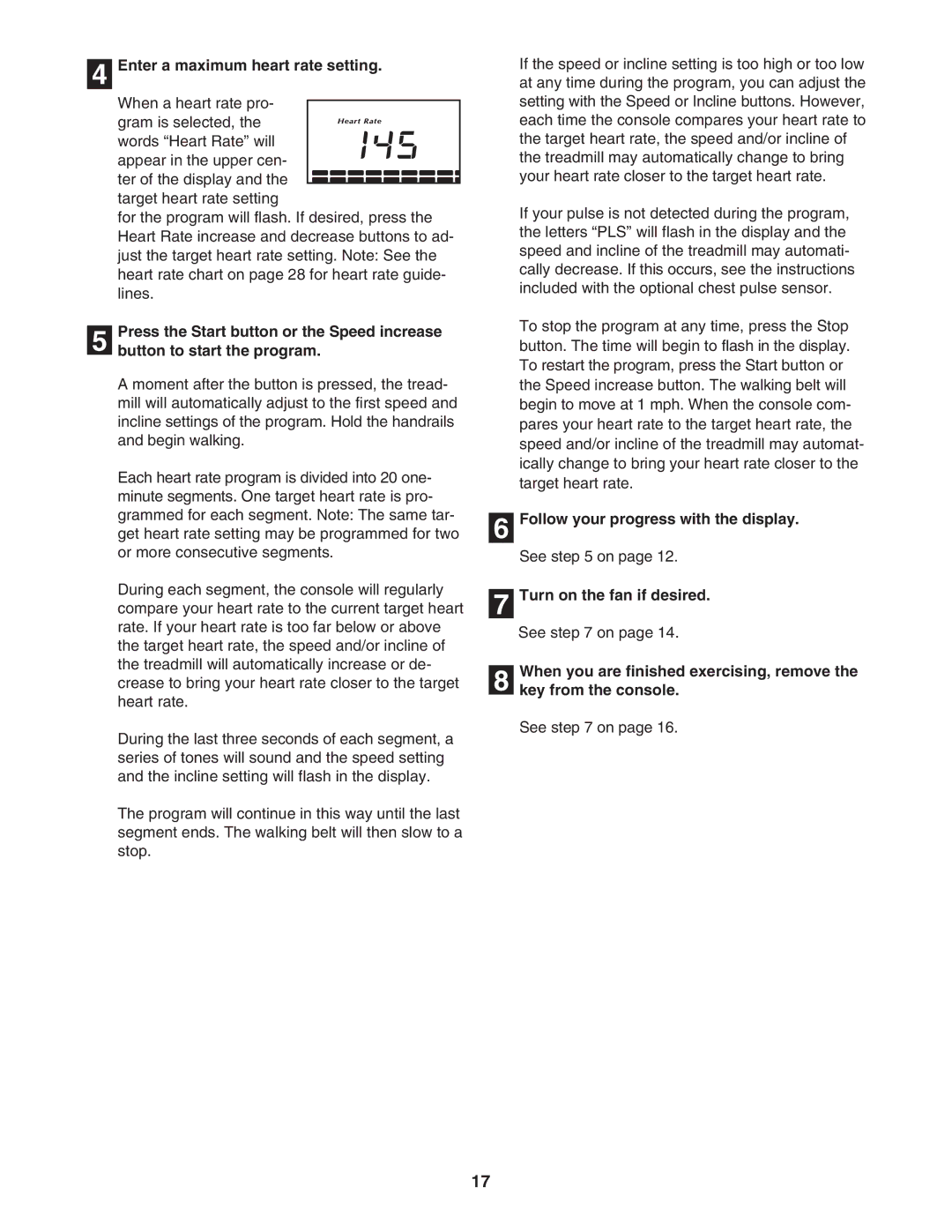 NordicTrack NTL1595.1 user manual Enter a maximum heart rate setting 