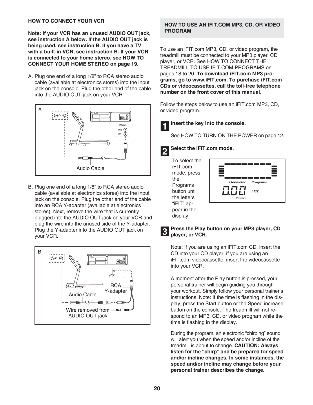 NordicTrack NTL1595.1 user manual HOW to Connect Your VCR, Press the Play button on your MP3 player, CD Player, or VCR 