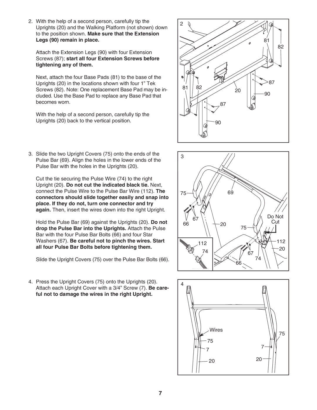 NordicTrack NTL1595.1 user manual Legs 90 remain in place 