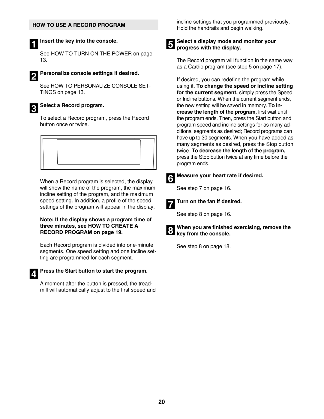 NordicTrack NTL16905.0 user manual HOW to USE a Record Program 