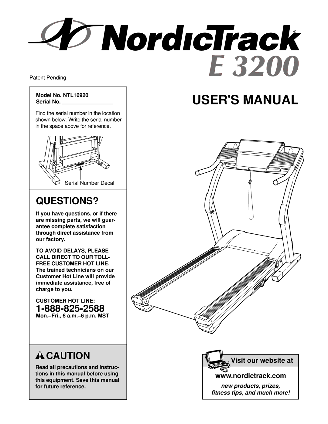 NordicTrack NTL16920 user manual Questions?, Customer HOT Line 