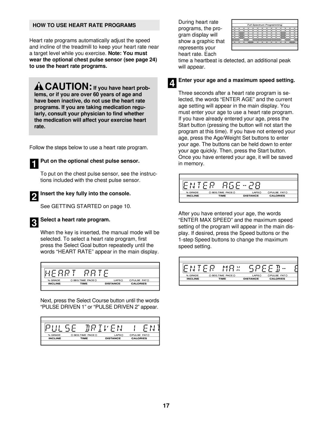 NordicTrack NTL16920 user manual HOW to USE Heart Rate Programs 