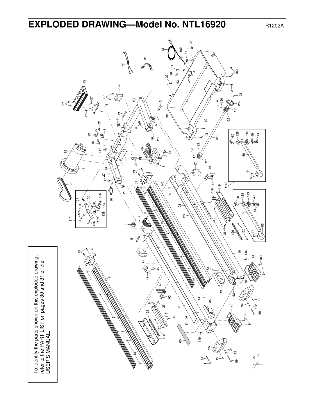 NordicTrack user manual DRAWING-Model No. NTL16920, R1202A 