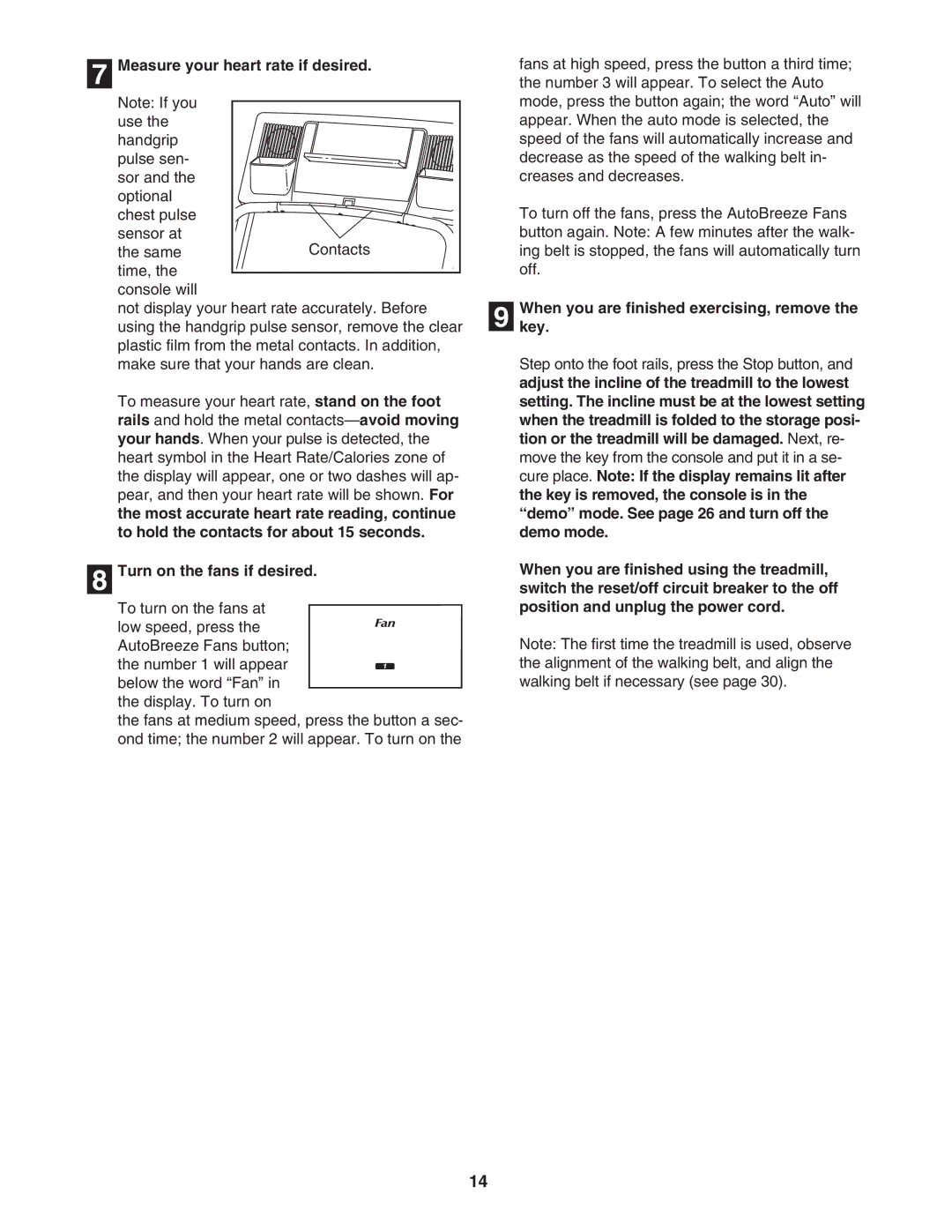 NordicTrack NTL16950 user manual Measure your heart rate if desired, Turn on the fans if desired 