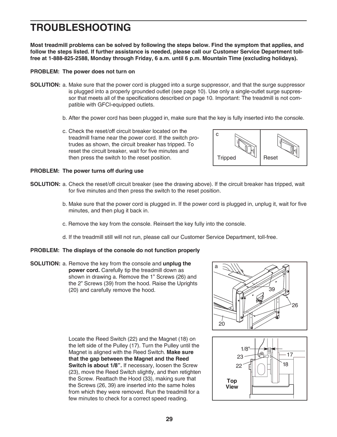 NordicTrack NTL16950 user manual Troubleshooting, Problem The power turns off during use, Top 