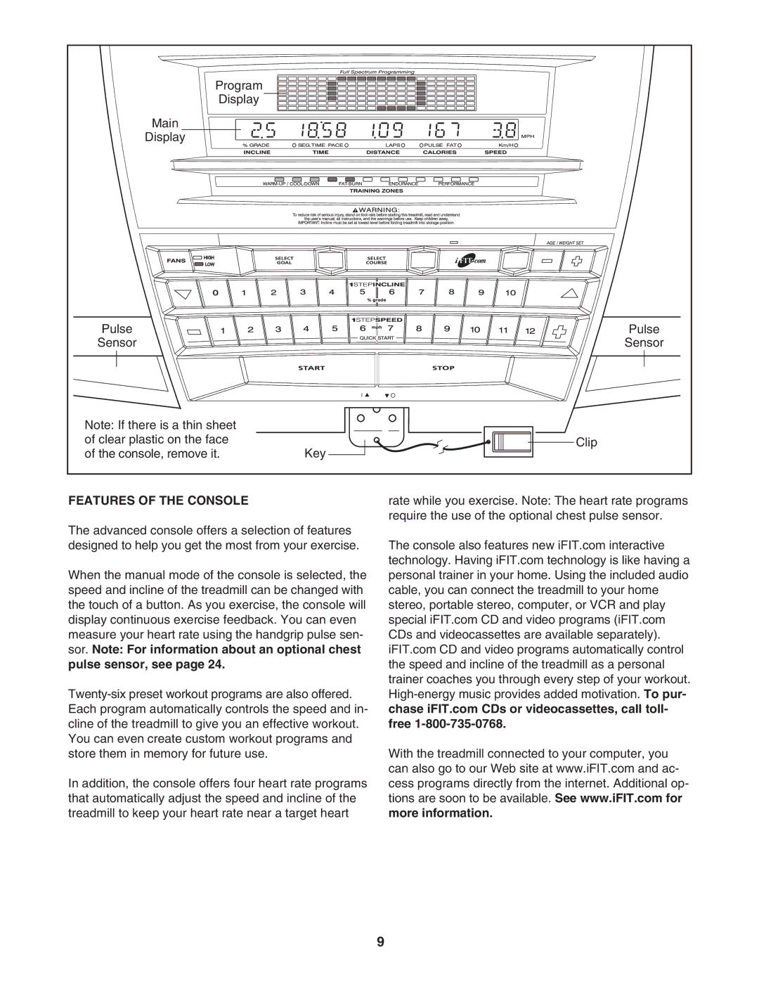 NordicTrack NTL17940 user manual Features of the Console 