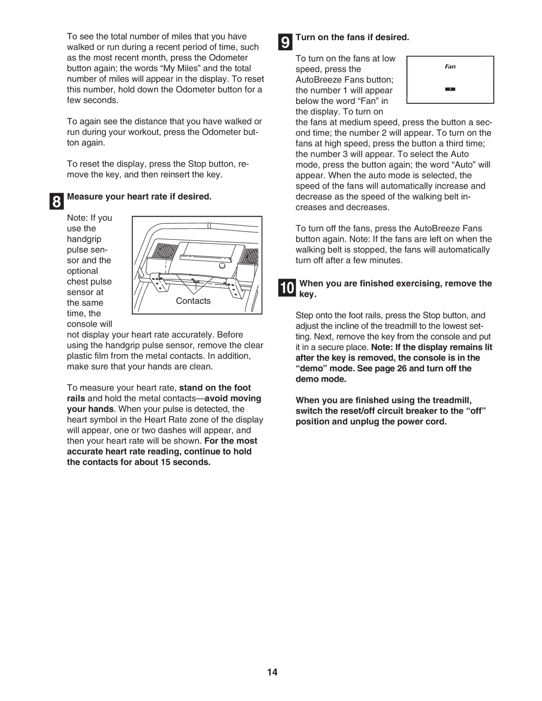 NordicTrack NTL17950 user manual Measure your heart rate if desired, Turn on the fans if desired 