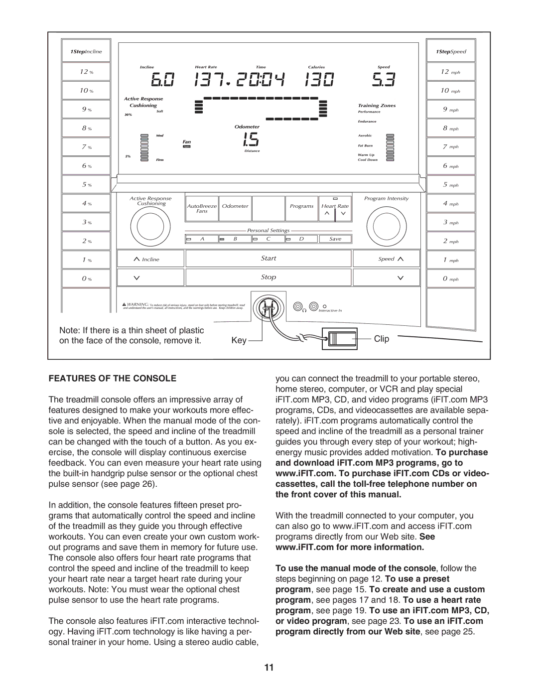 NordicTrack NTL1795.2 user manual Features of the Console 