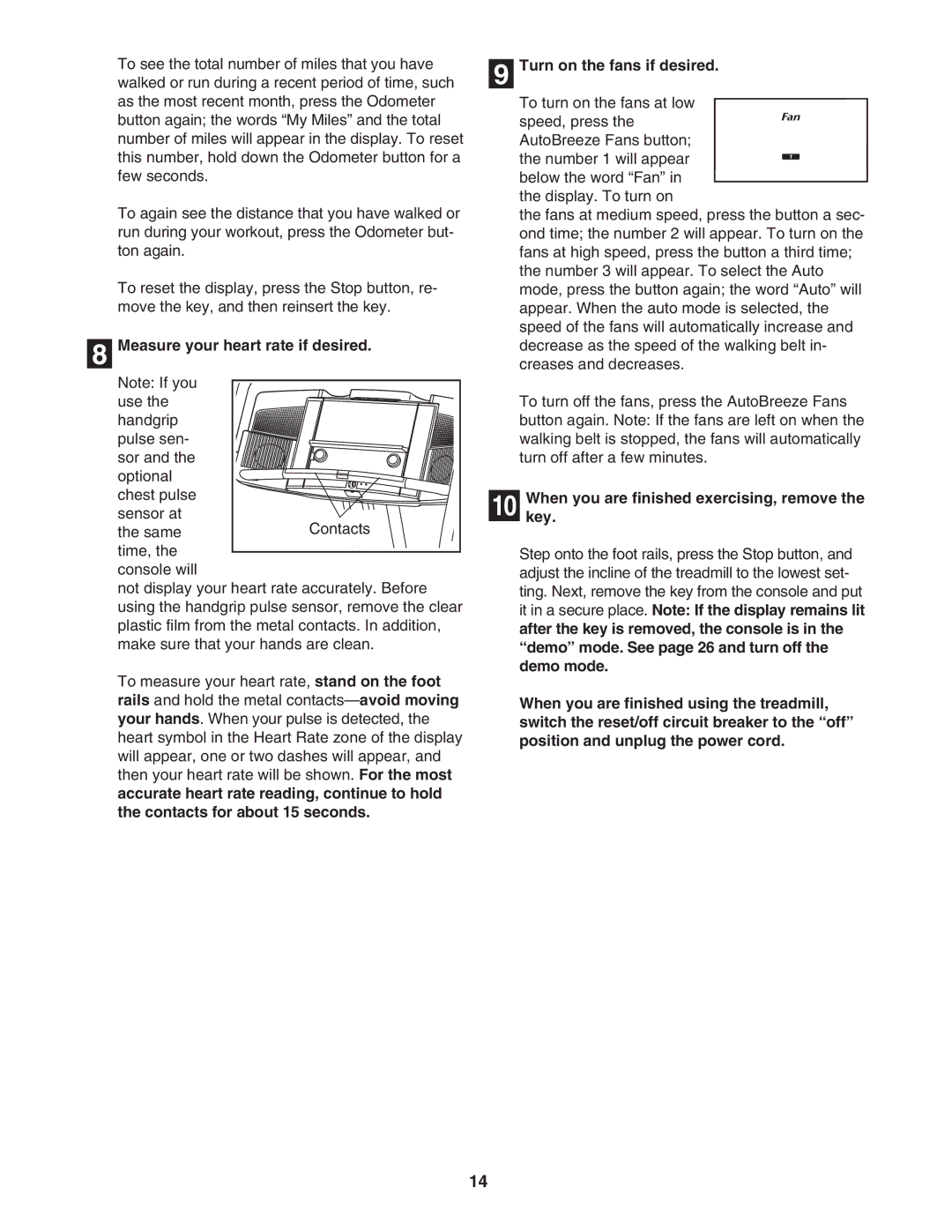 NordicTrack NTL1795.2 user manual Measure your heart rate if desired, Turn on the fans if desired 