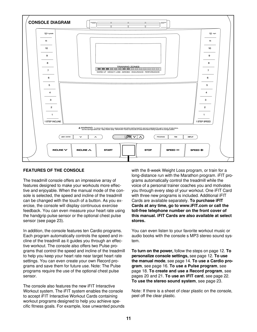 NordicTrack NTL18907.0 user manual Console Diagram, Features of the Console 