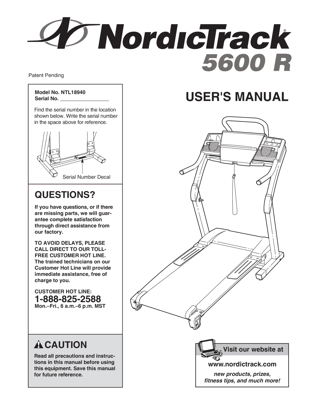 NordicTrack user manual Questions?, Model No. NTL18940 Serial No, Customer HOT Line 