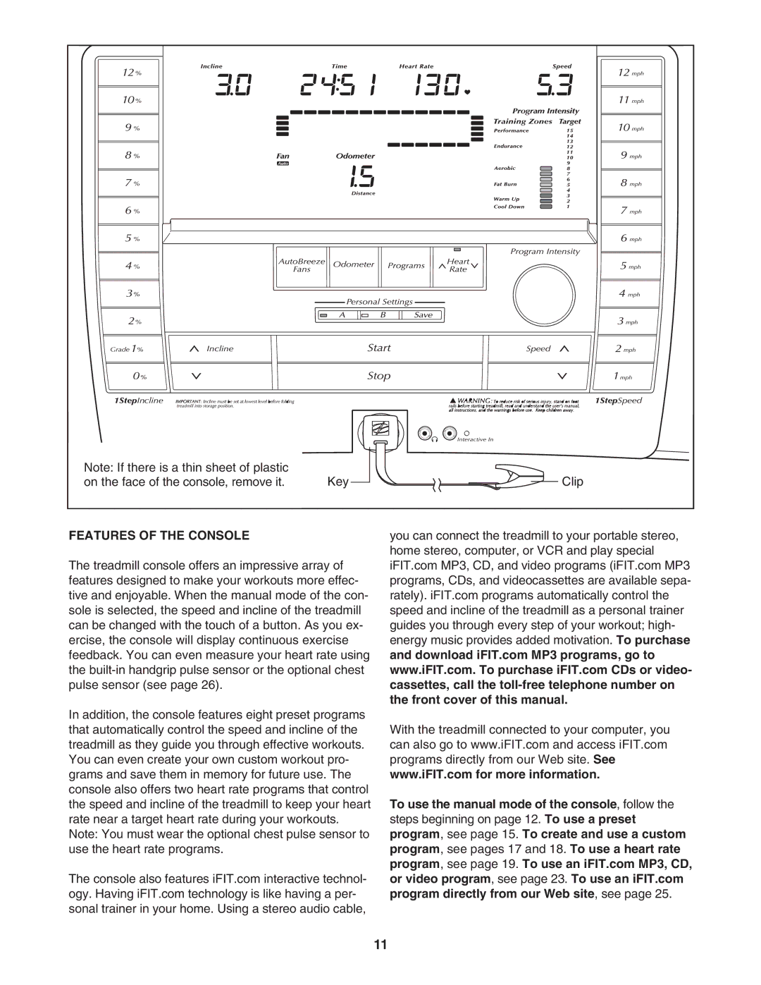 NordicTrack NTL1895.1 user manual Features of the Console 