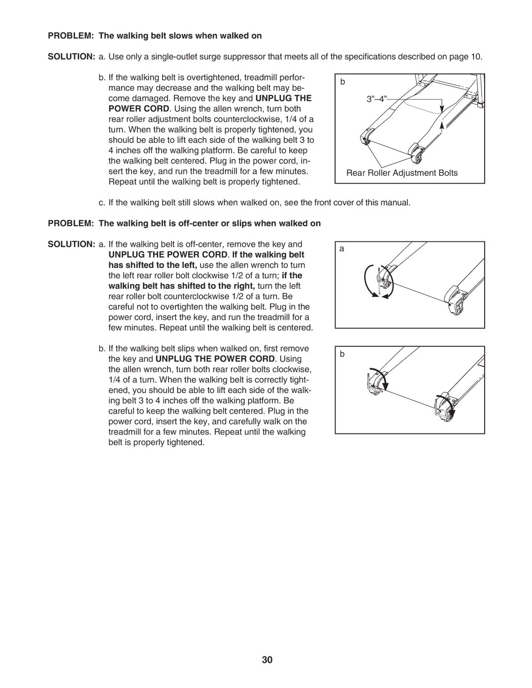 NordicTrack NTL1895.1 user manual Problem The walking belt slows when walked on 