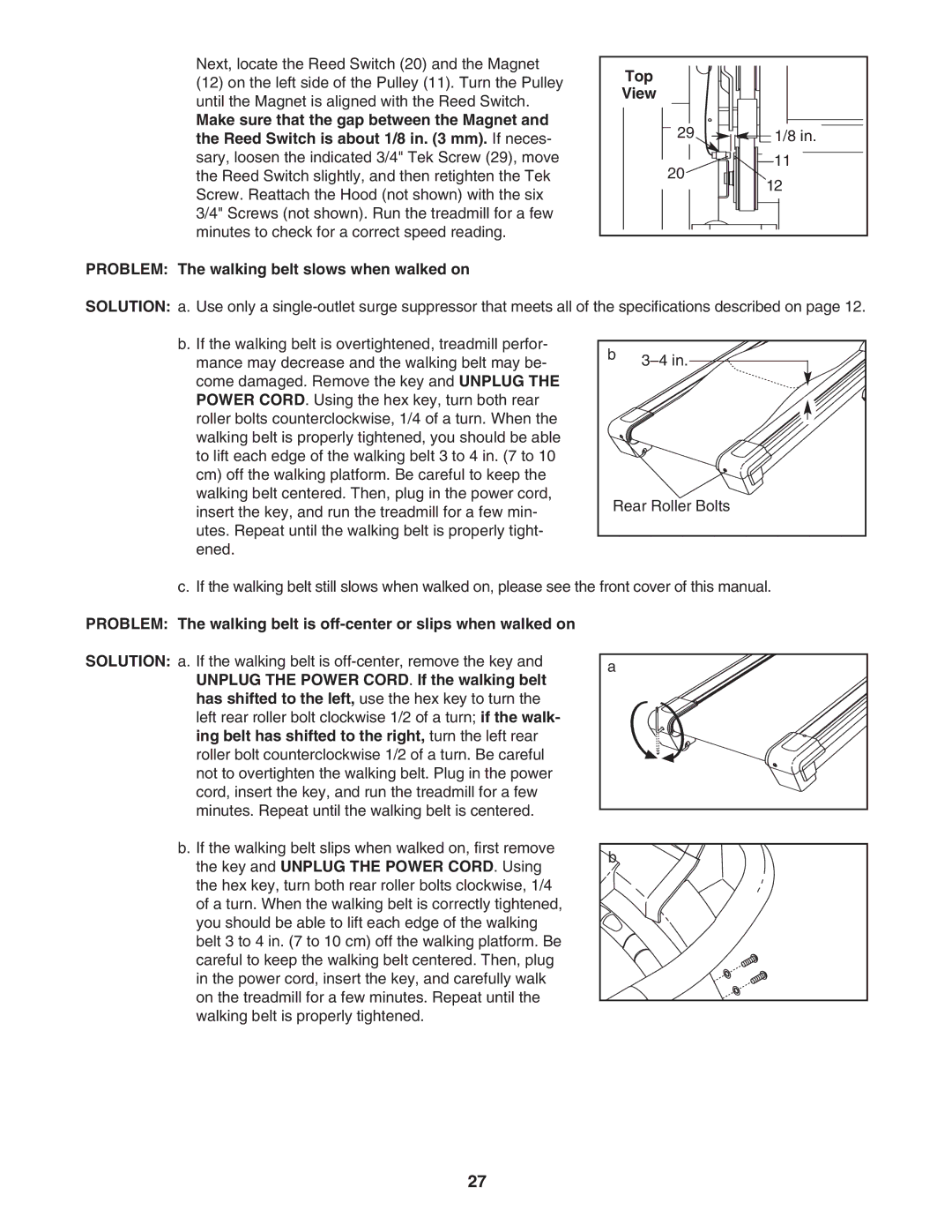 NordicTrack NTL19007.0 user manual Problem The walking belt slows when walked on 