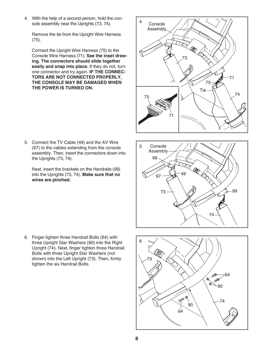 NordicTrack NTL19007.0 user manual Wires are pinched 