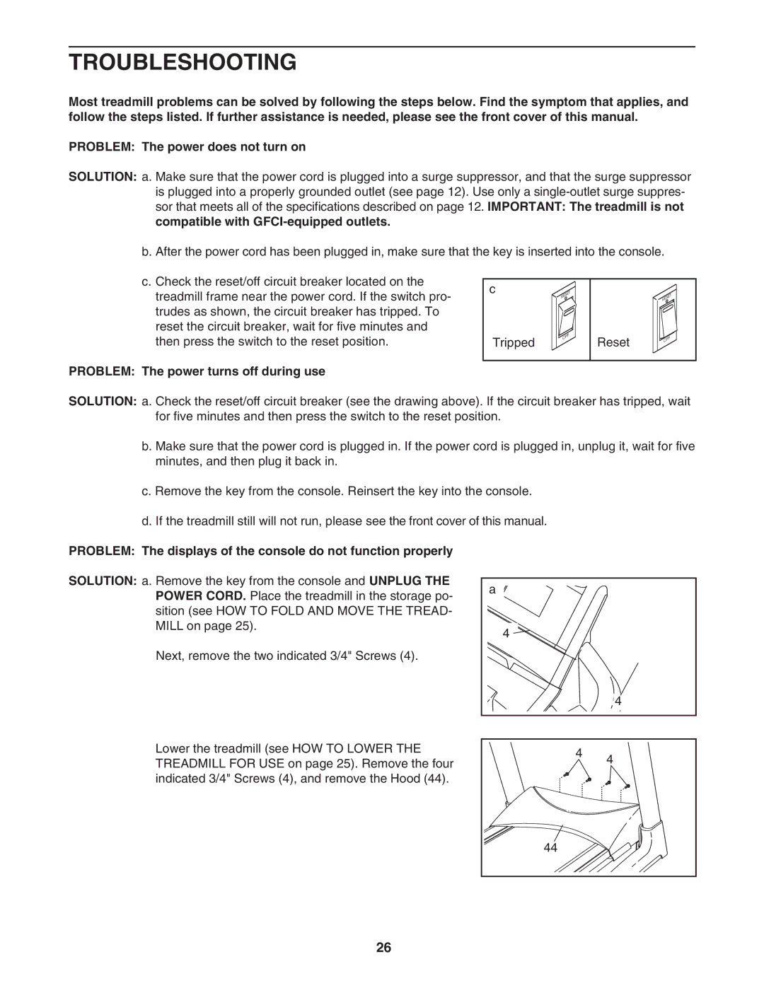 NordicTrack NTL19007.1 user manual Troubleshooting, Problem The power turns off during use 