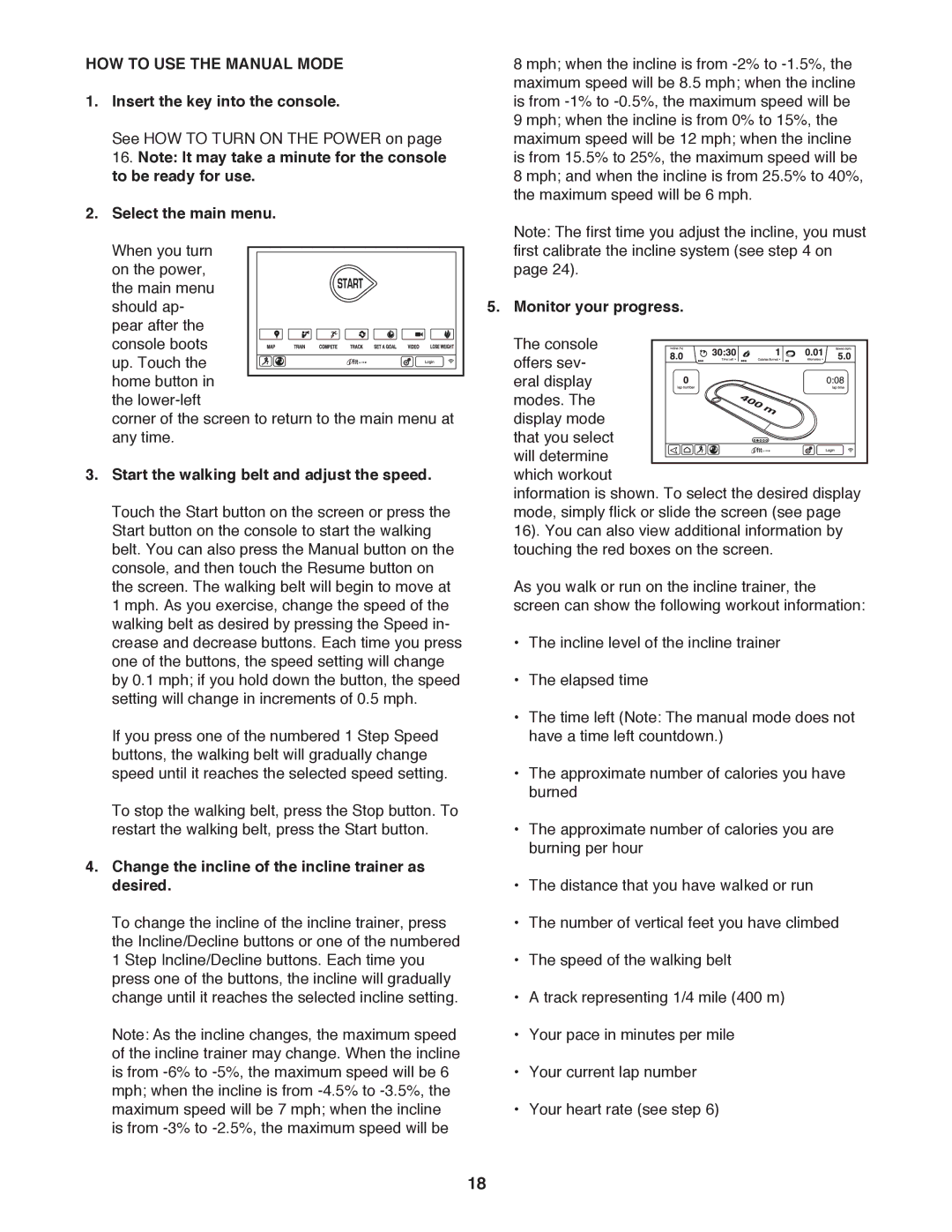 NordicTrack NTL19010.0 user manual HOW to USE the Manual Mode 