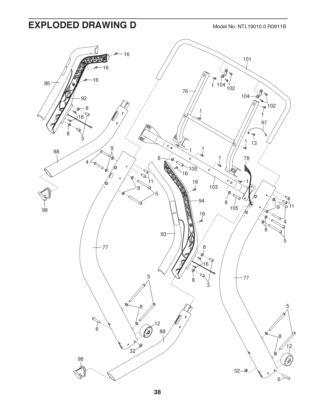 NordicTrack NTL19010.0 user manual Exploded Drawing D 