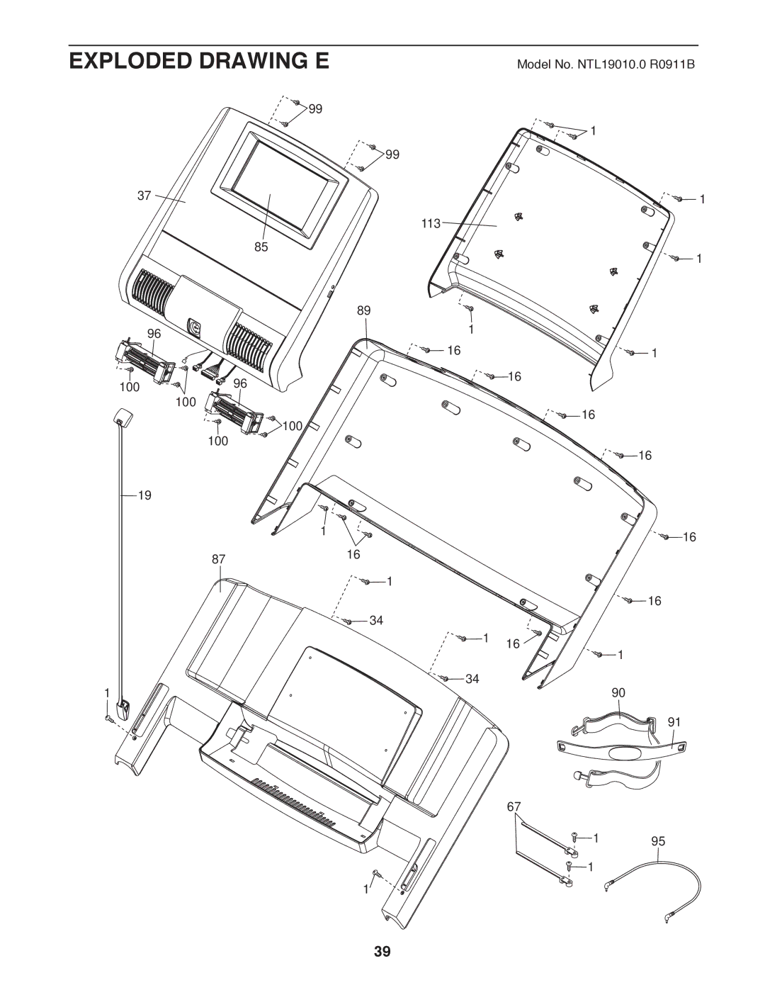 NordicTrack NTL19010.0 user manual Exploded Drawing E 