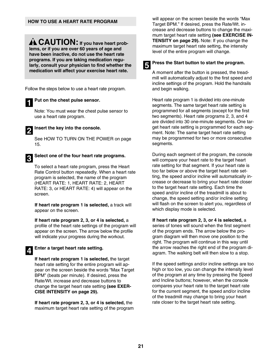 NordicTrack NTL19806.0 user manual HOW to USE a Heart Rate Program 