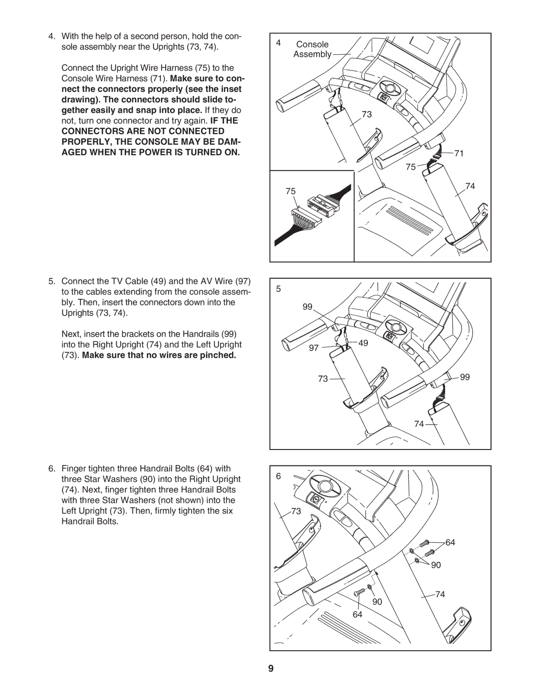 NordicTrack NTL19806.0 user manual Make sure that no wires are pinched 