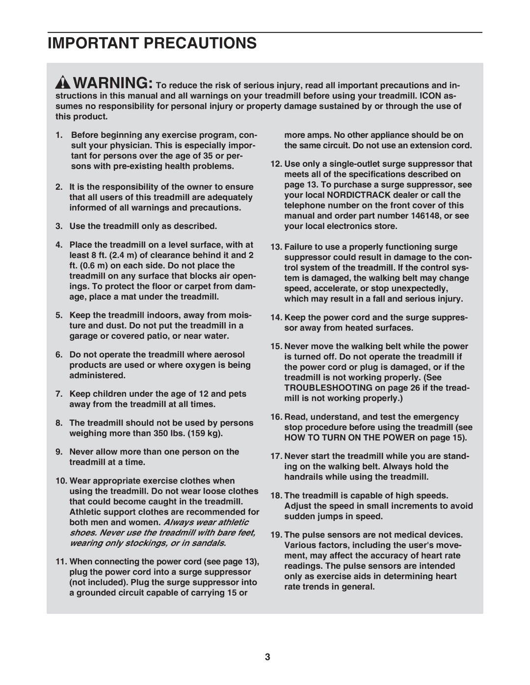 NordicTrack NTL19806.3 user manual Important Precautions 