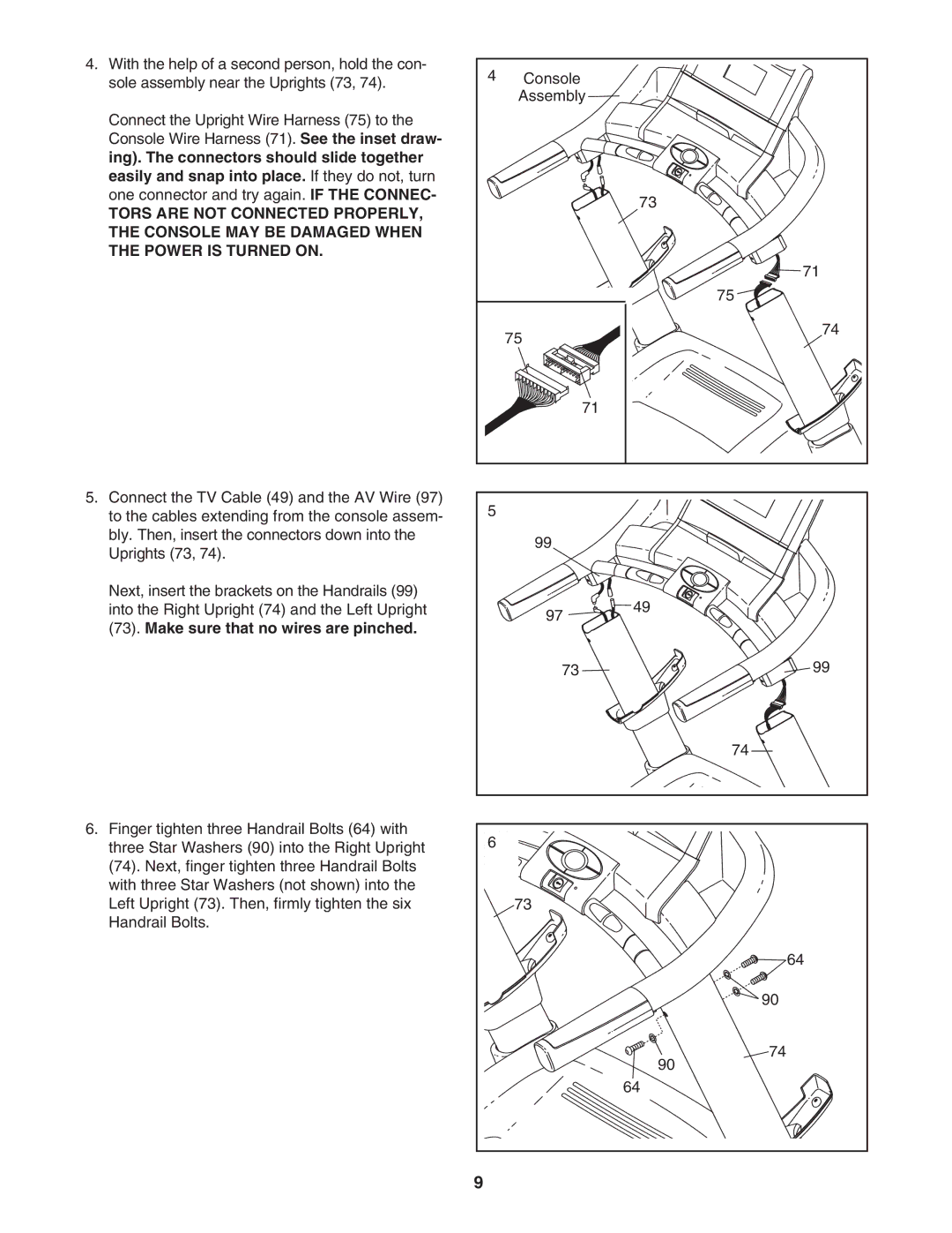 NordicTrack NTL19806.3 user manual Make sure that no wires are pinched 