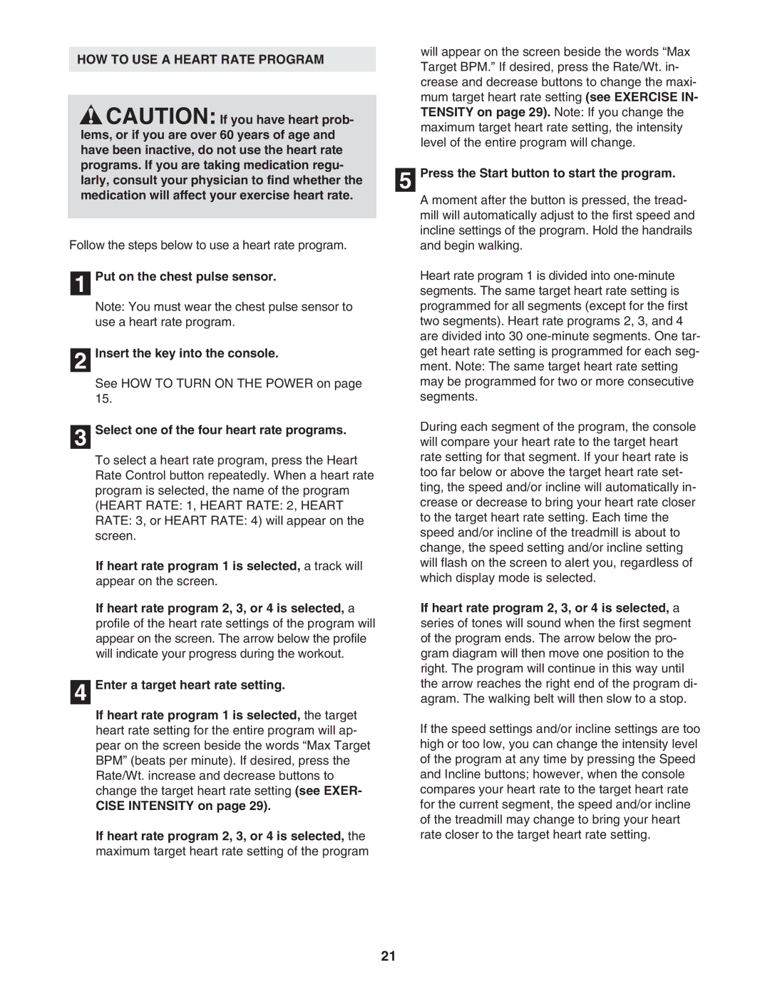 NordicTrack NTL19806.5 user manual HOW to USE a Heart Rate Program 