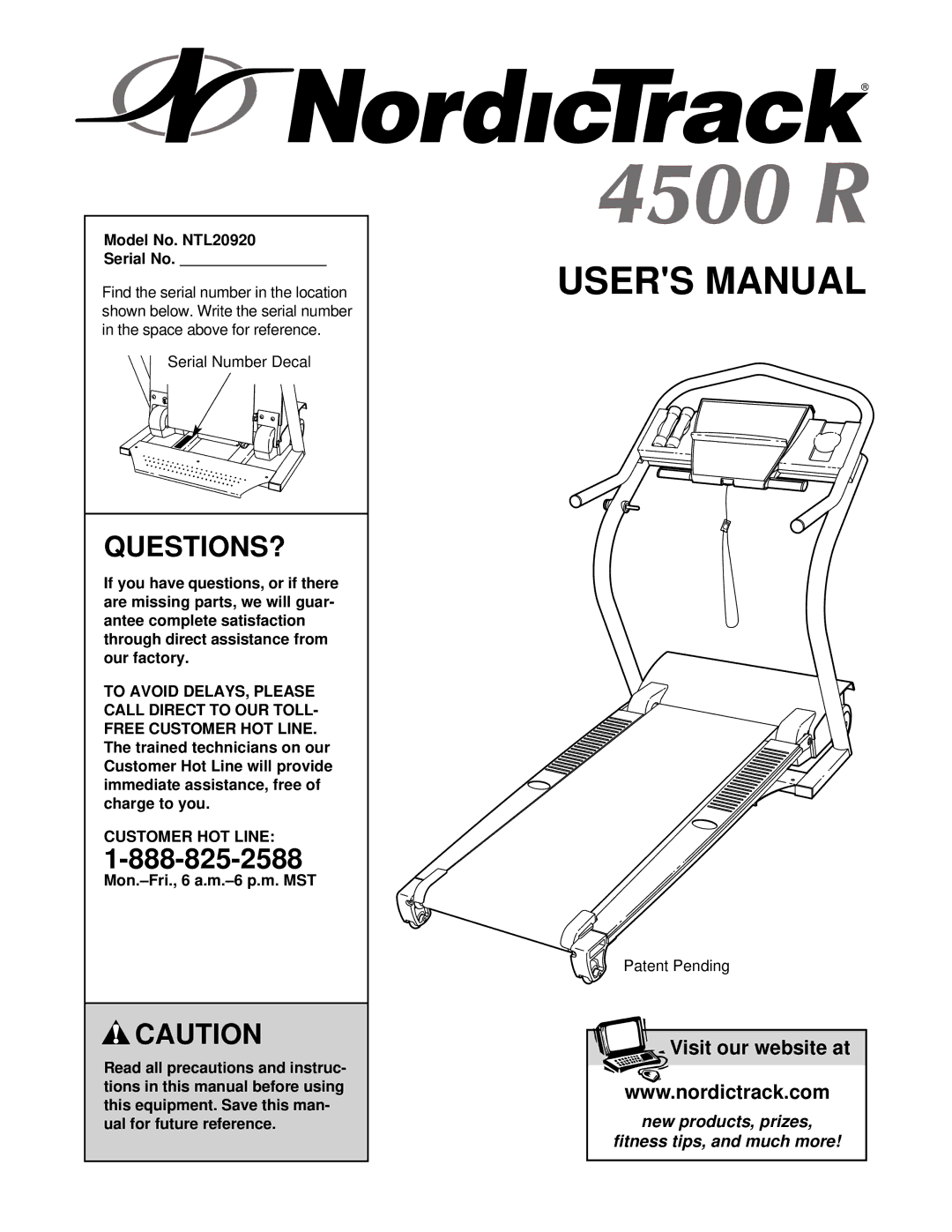 NordicTrack user manual Questions?, Model No. NTL20920 Serial No, Customer HOT Line 