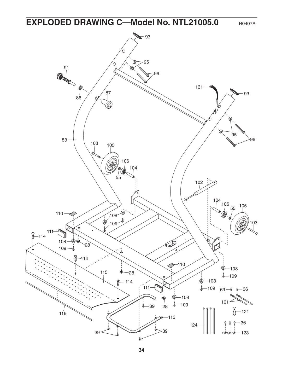 NordicTrack user manual Exploded Drawing C-Model No. NTL21005.0 