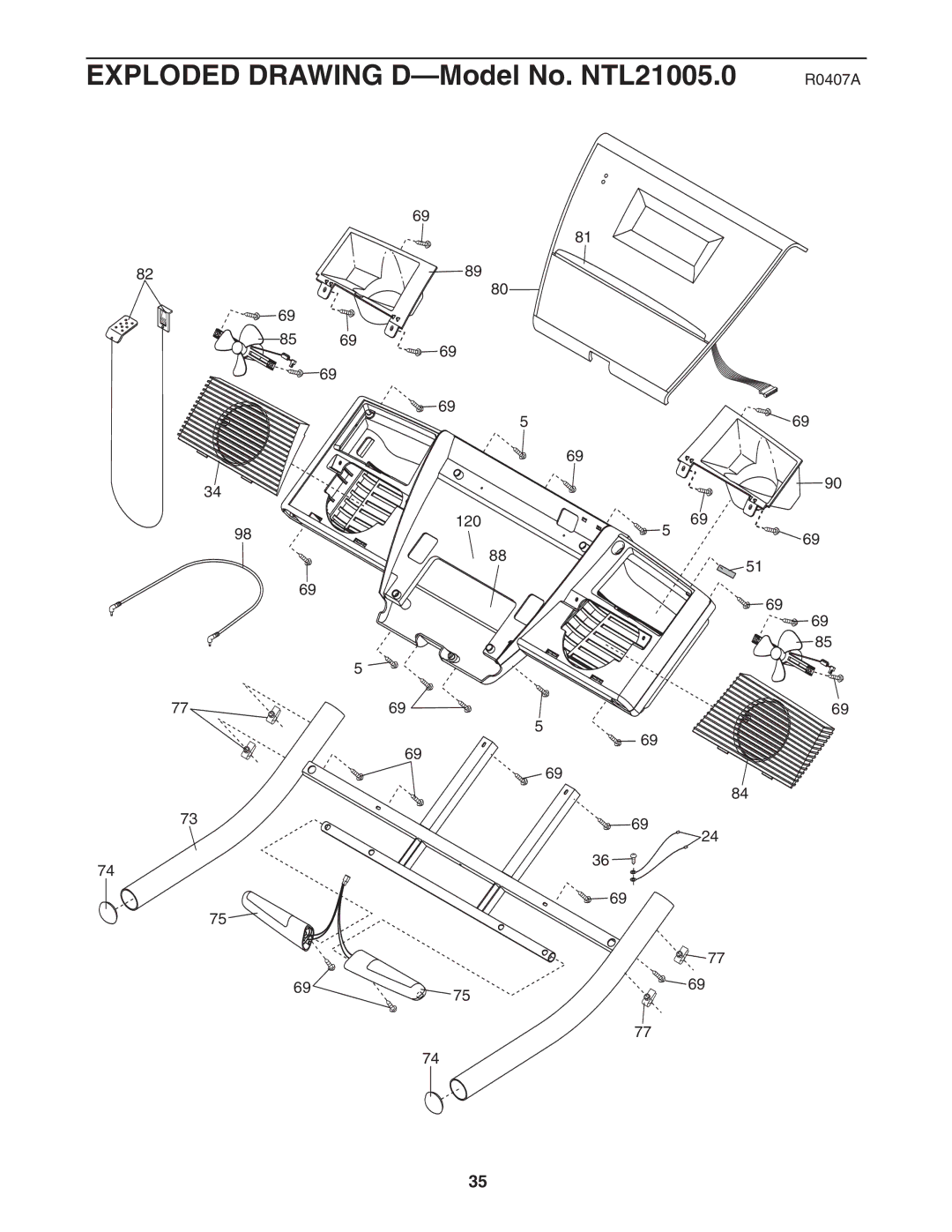 NordicTrack user manual Exploded Drawing D-Model No. NTL21005.0 