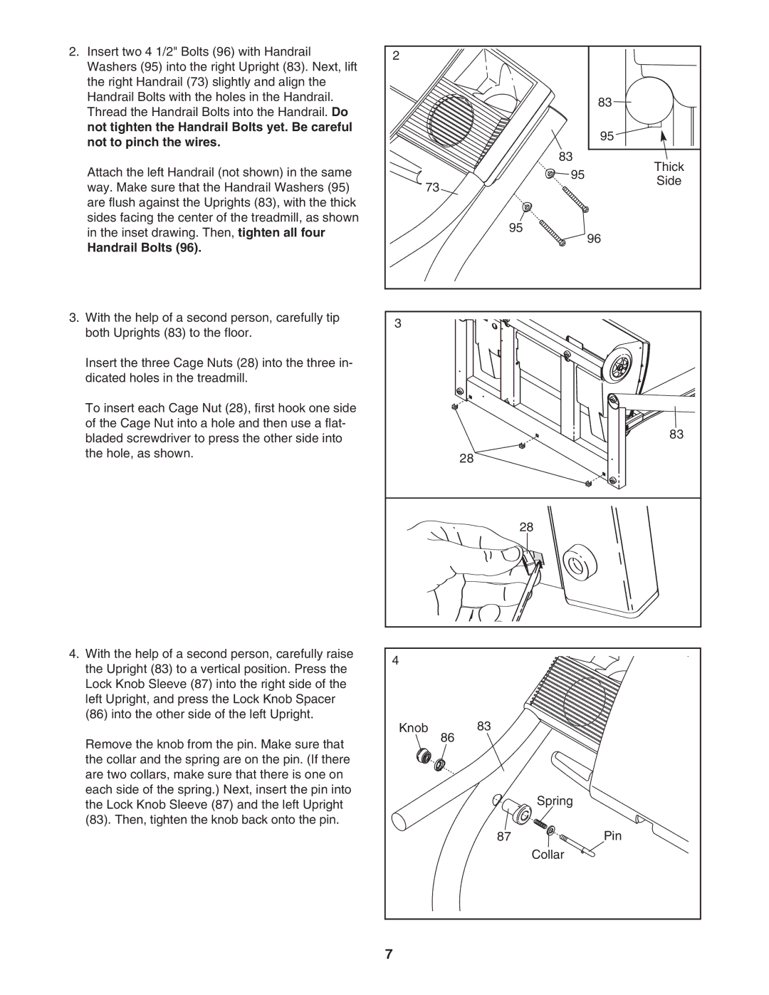 NordicTrack NTL21005.0 user manual Handrail Bolts 