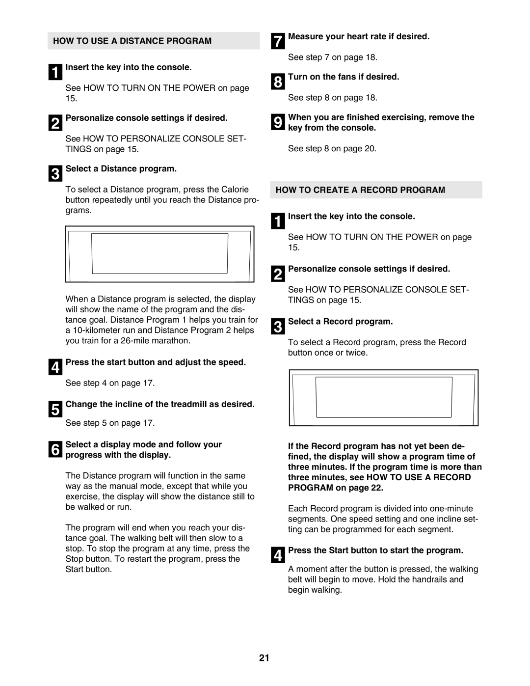 NordicTrack NTL21905.0 user manual HOW to USE a Distance Program, Select a Distance program, HOW to Create a Record Program 