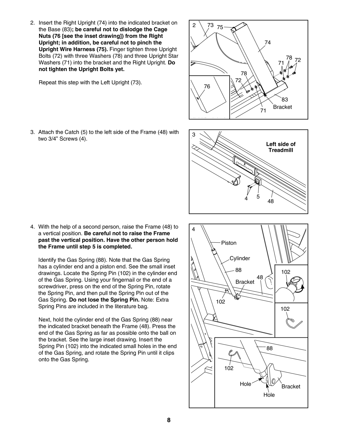 NordicTrack NTL21905.0 user manual Left side Treadmill 