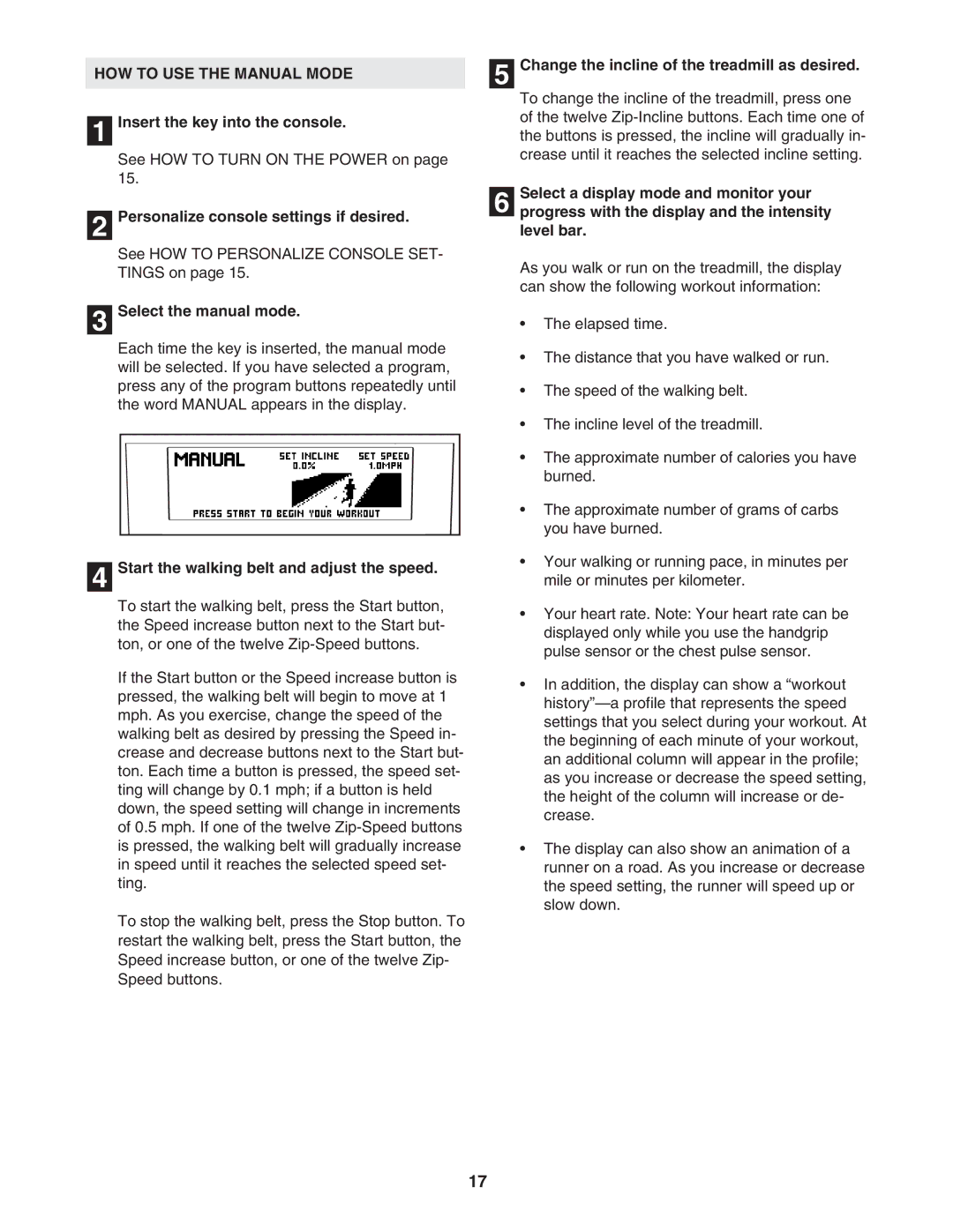 NordicTrack NTL21905.1 user manual HOW to USE the Manual Mode 