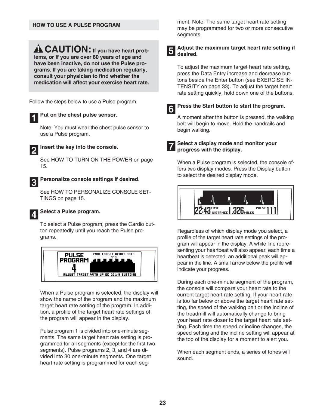 NordicTrack NTL21905.1 user manual HOW to USE a Pulse Program, Select a Pulse program 