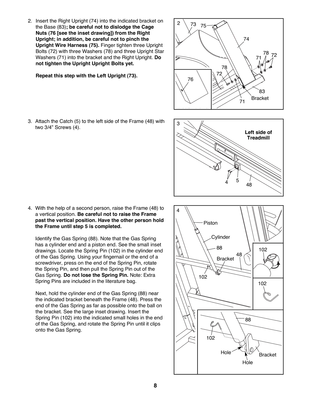 NordicTrack NTL21905.2 user manual Left side Treadmill 