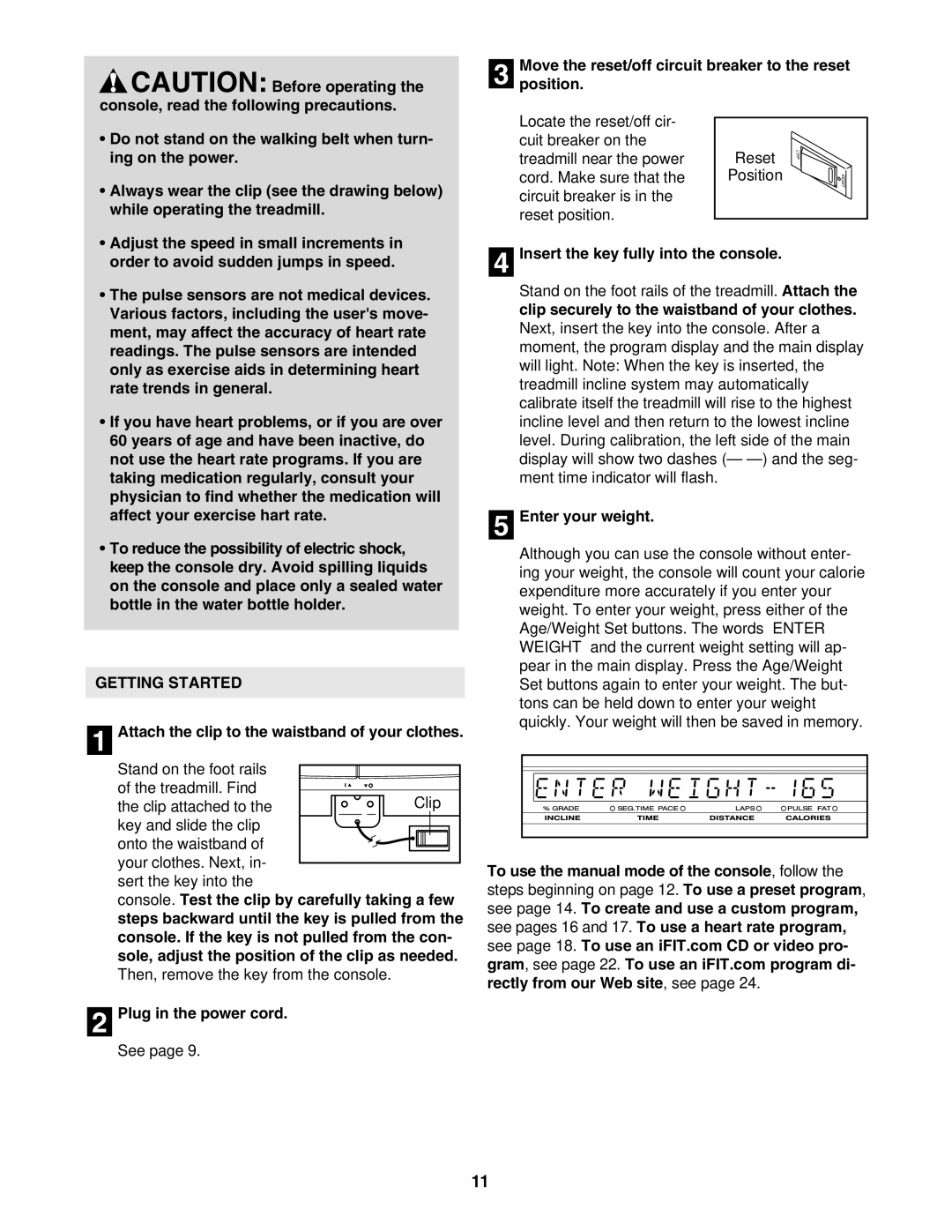 NordicTrack NTL22840 user manual Getting Started 