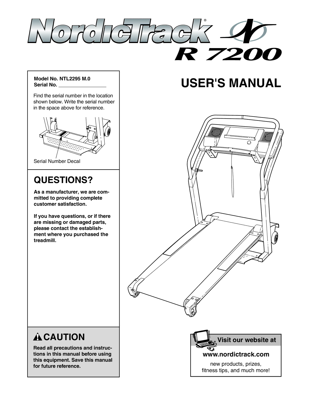 NordicTrack user manual Questions?, Model No. NTL2295 M.0 Serial No 