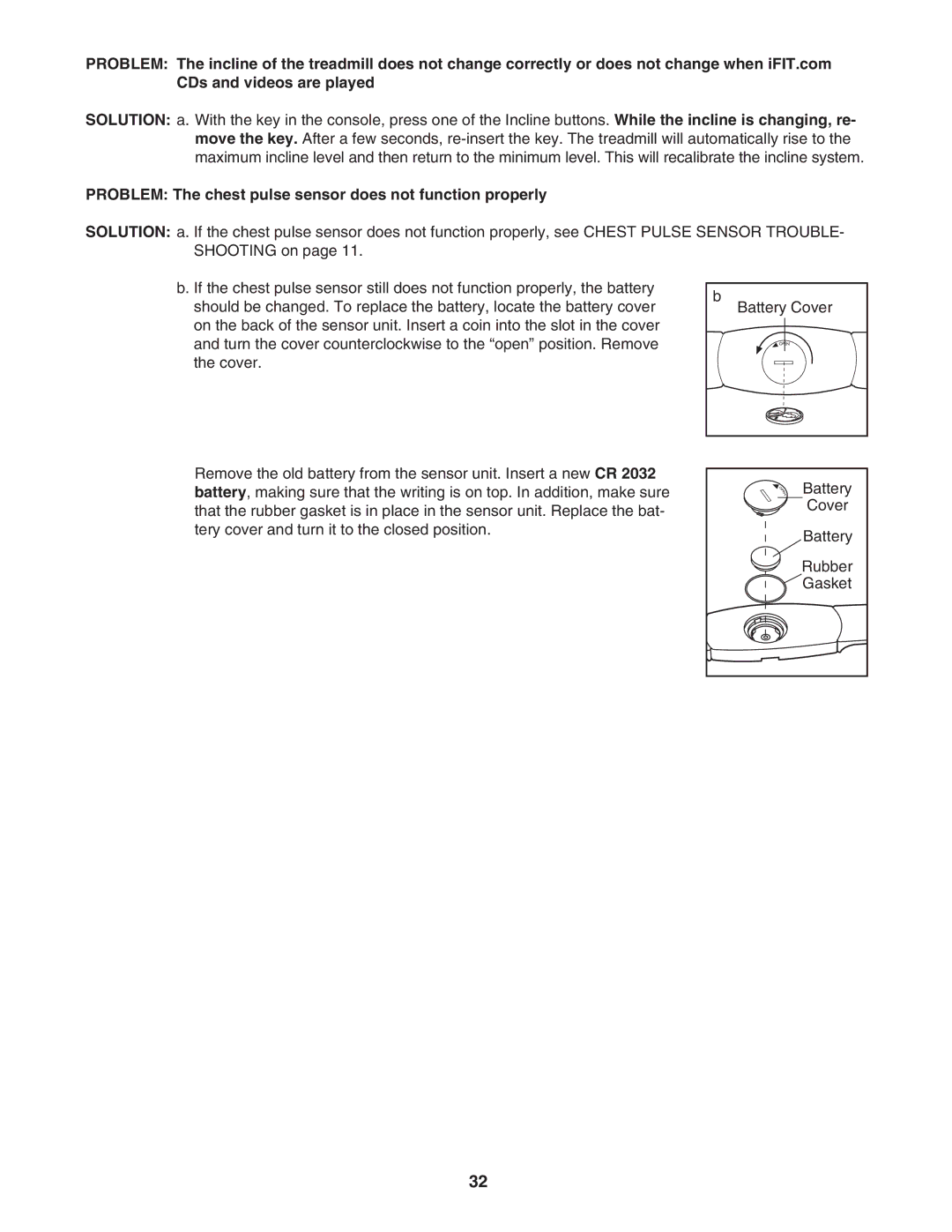 NordicTrack NTL2295 M.0 user manual Problem The chest pulse sensor does not function properly 