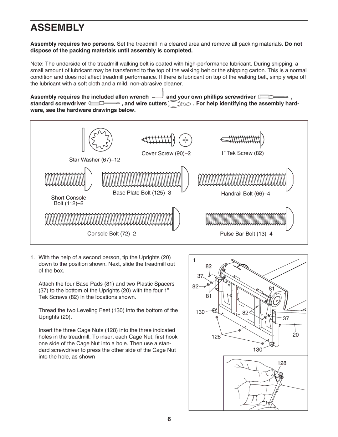 NordicTrack NTL2295 M.0 user manual Assembly 