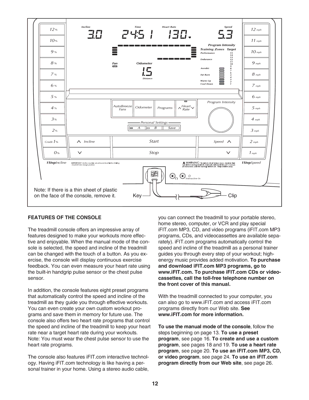 NordicTrack NTL2295.0 user manual Features of the Console 