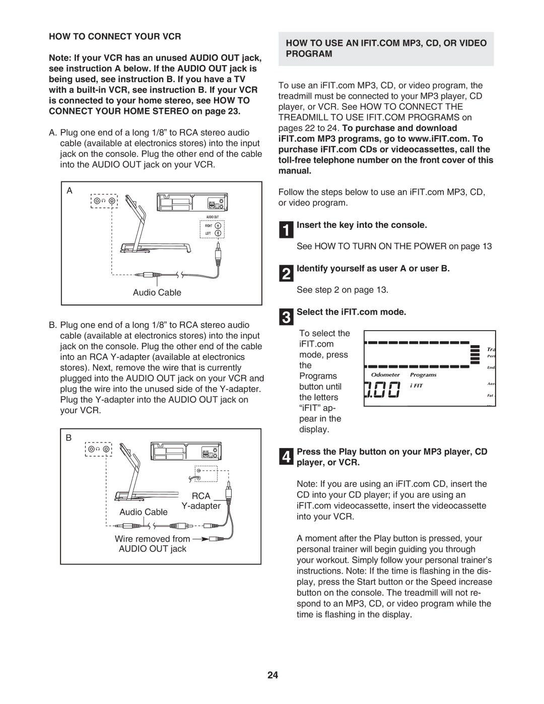 NordicTrack NTL2295.0 user manual HOW to Connect Your VCR, Press the Play button on your MP3 player, CD Player, or VCR 