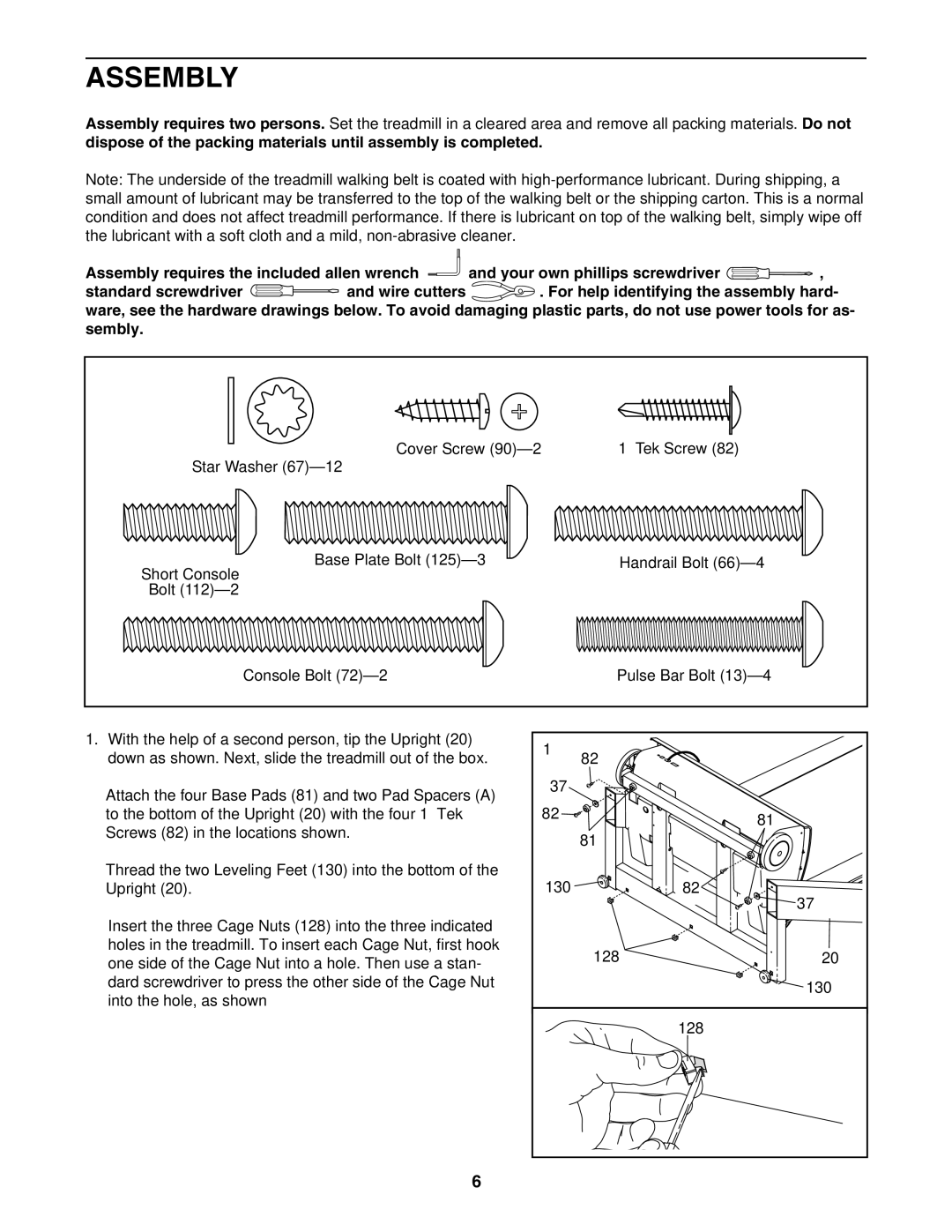 NordicTrack NTL2295.0 user manual Assembly 