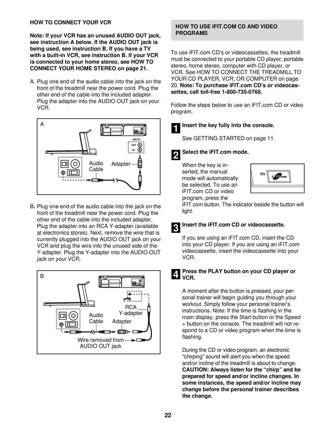 NordicTrack NTL23920 HOW to Connect Your VCR, Audio Adapter Cable, PressVCR. the Play button on your CD player or 