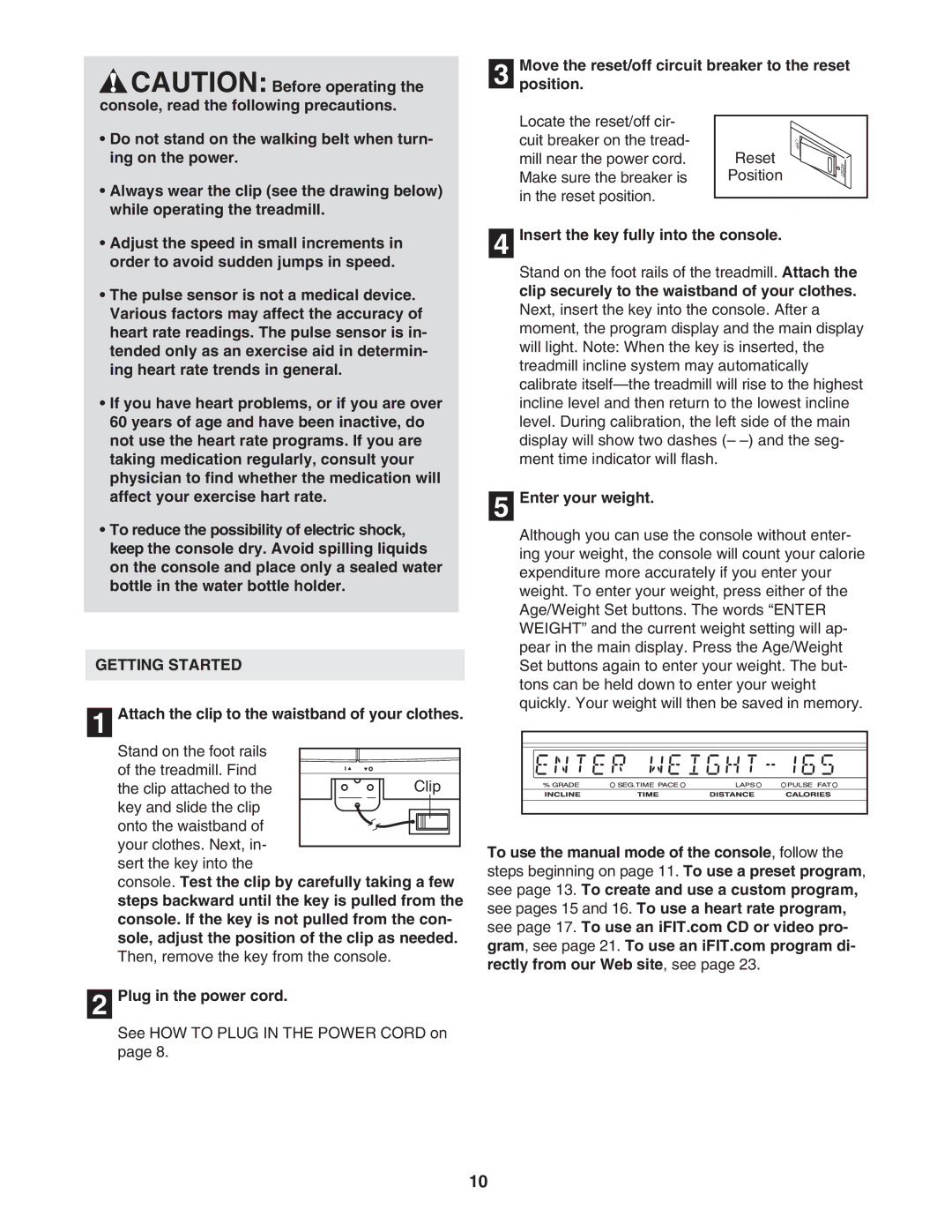 NordicTrack NTL24821 manual Getting Started 