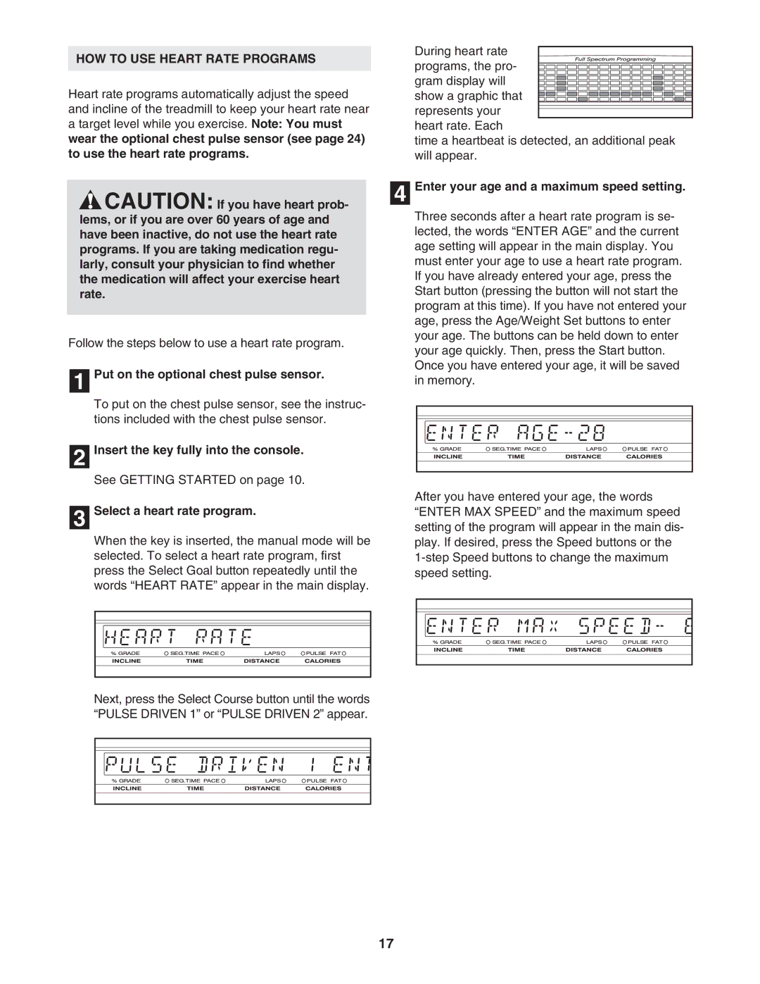 NordicTrack NTL24821 manual HOW to USE Heart Rate Programs 