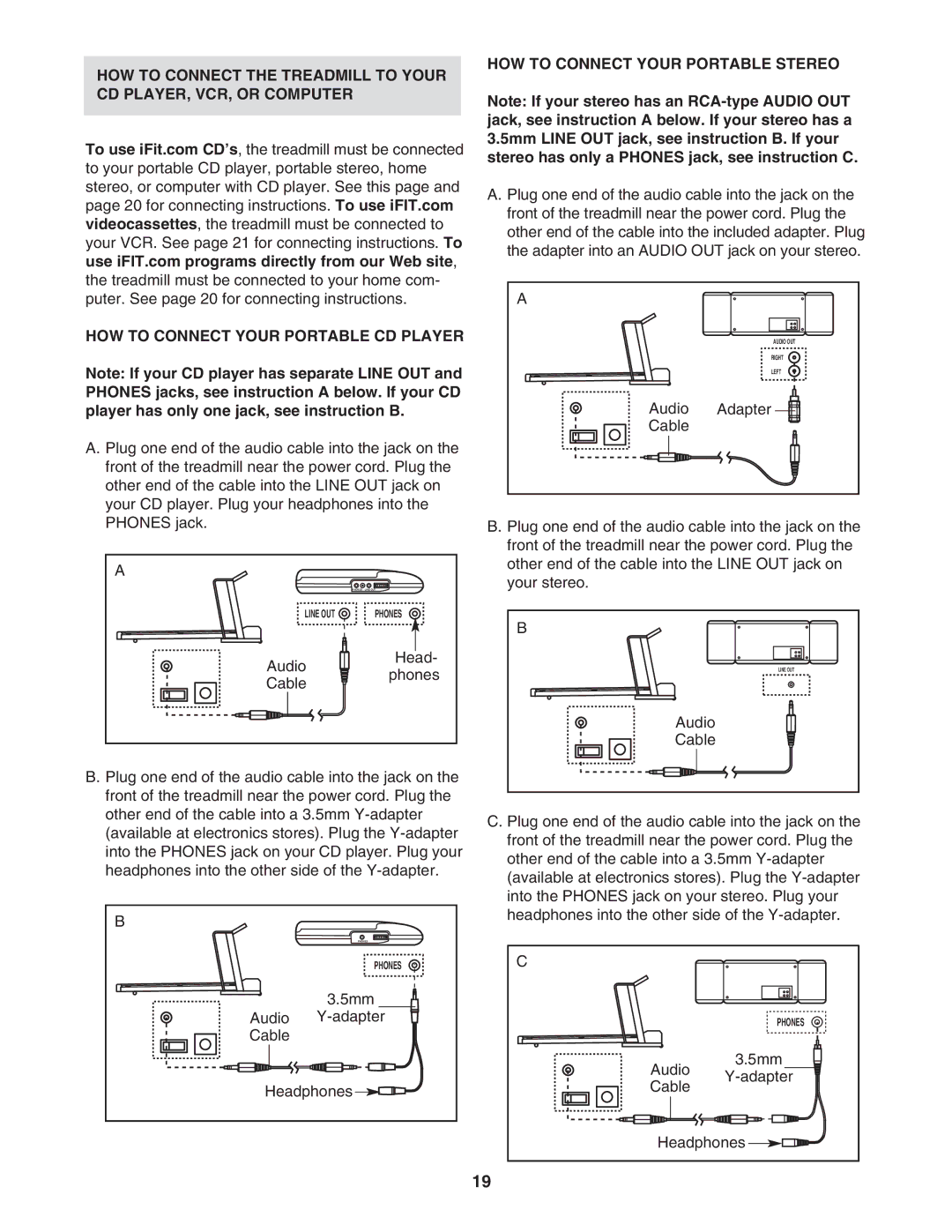 NordicTrack NTL24821 manual HOW to Connect Your Portable Stereo 