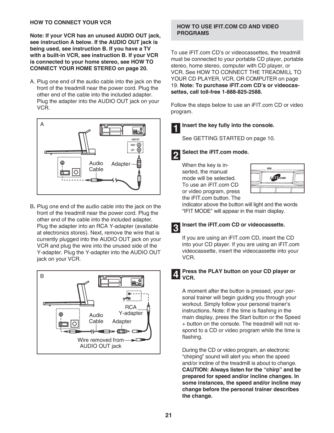 NordicTrack NTL24821 manual HOW to Connect Your VCR, Audio Adapter Cable, PressVCR. the Play button on your CD player or 