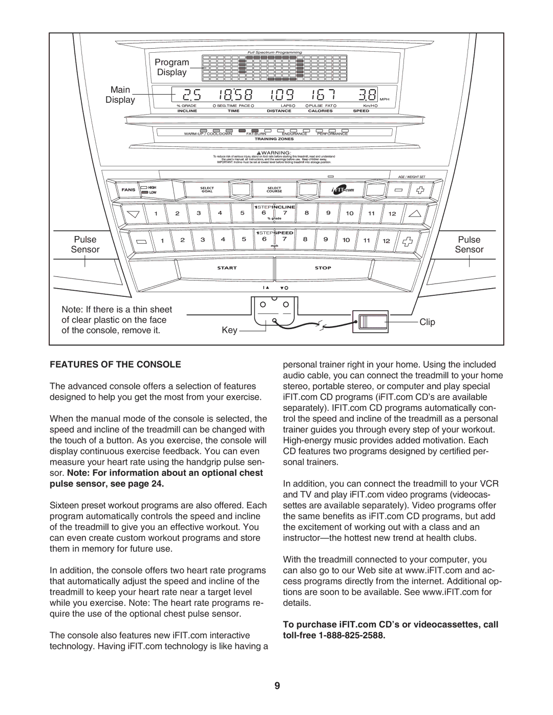 NordicTrack NTL24821 manual Features of the Console 